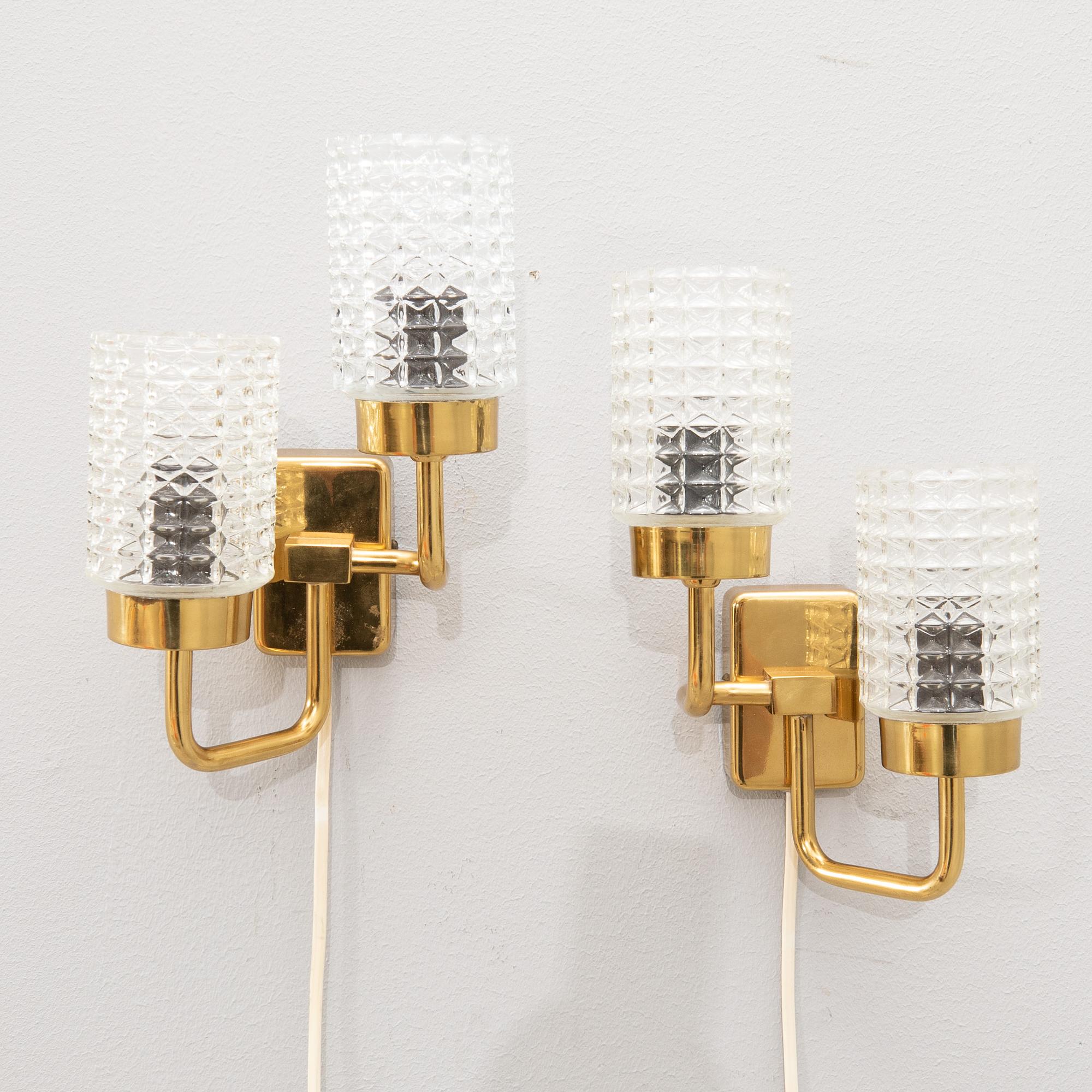 Wall sconces a pair Malmö Metal Goods Factory 1970s.