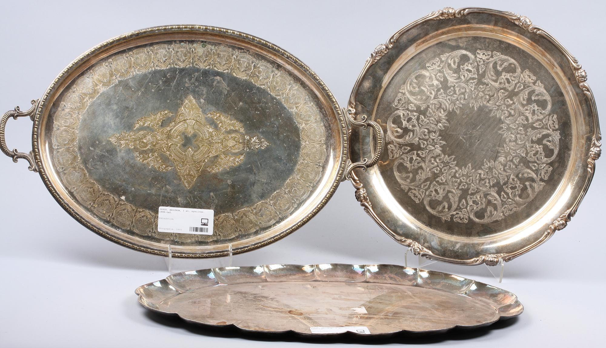 BRICKOR, 3 st, nysilver, 1900-tal.