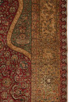Matta, antik silke Kum Kapi med metallbroschering, Istanbul omkring 1910, "Sultan's Head Prayer" design.