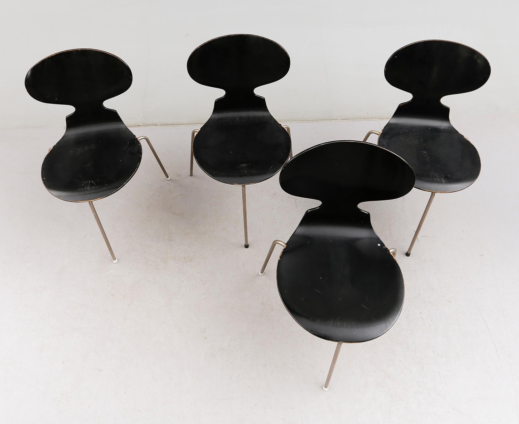 STOLAR, 4 st, "Myran", Arne Jacobsen, Fritz Hansen, 1900-talets mitt.