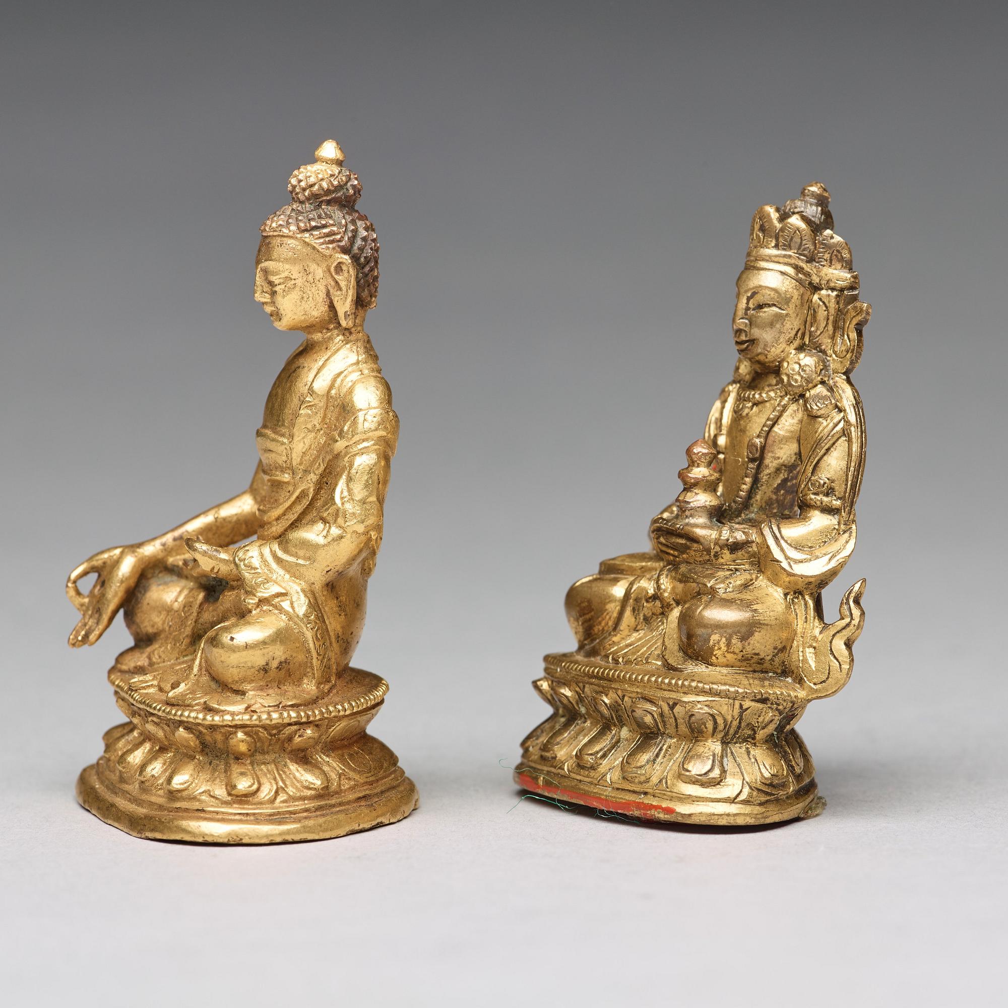 Two gilt copper alloy figures of deities, Tibeto-Chinese, 19th Century.