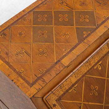 A Gustavian marquetry secretaire by Jonas Hultsten (master in Stockholm 1773-94).