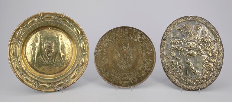 PARTI MÄSSING, 3 delar, bla Tyskland, 1600/1700-tal.