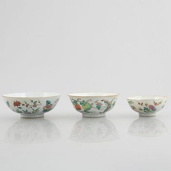 Three Famille Rose porcelain bowls, China, early 20th century.