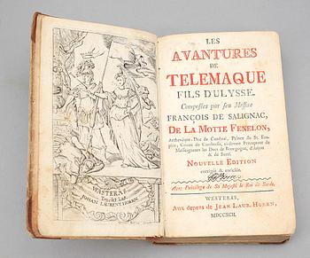 BÖCKER, 4 st, bla "Les Avantures de Telemaque fils D´Ulysse..." av de Salignac och Fenelon, Paris 1735.