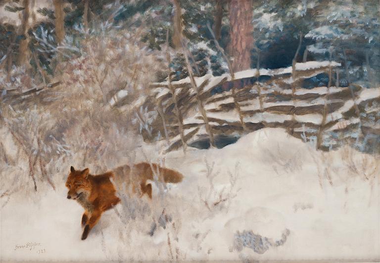 Bruno Liljefors, Fox in a winter landscape.