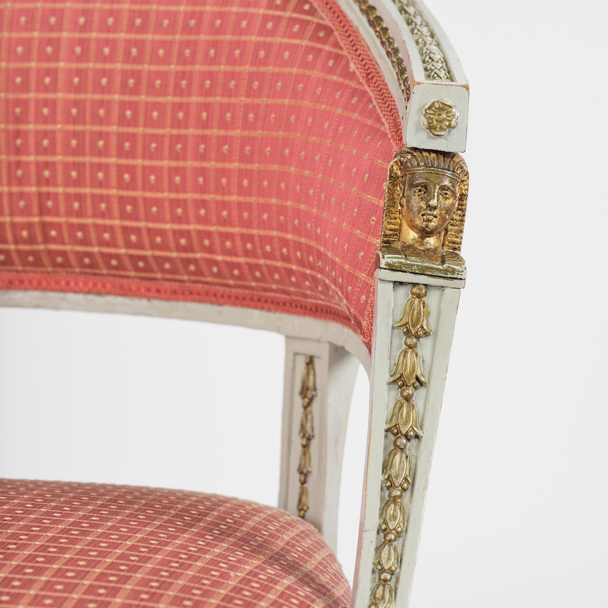 A pair of late Gustavian open armchairs attributed to E. Ståhl (master in Stockholm 1794-1820).