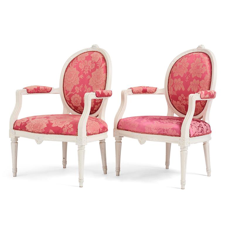 A pair of Gustavian armchairs by J Malmsten.