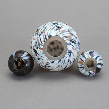 SKULPTURER, 3 st, glas, Monica Backström, Boda, 1900-tal.