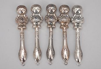 SKALLROR, 5 st, silver 830. Vikt 109 g.