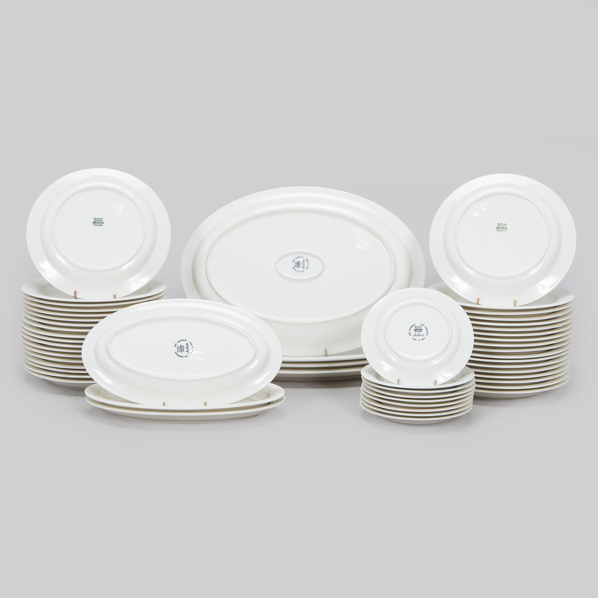 Inkeri Leivo, A 52-piece porcelain tableware set, 'Arctica' Arabia Finland.