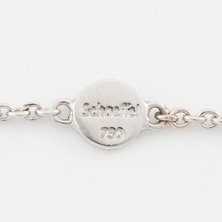 Necklace, 18K white gold with a pearl and brilliant-cut diamonds.