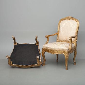 KARMSTOLAR, ett par, rokokostil, Frankrike 1800-talets slut.