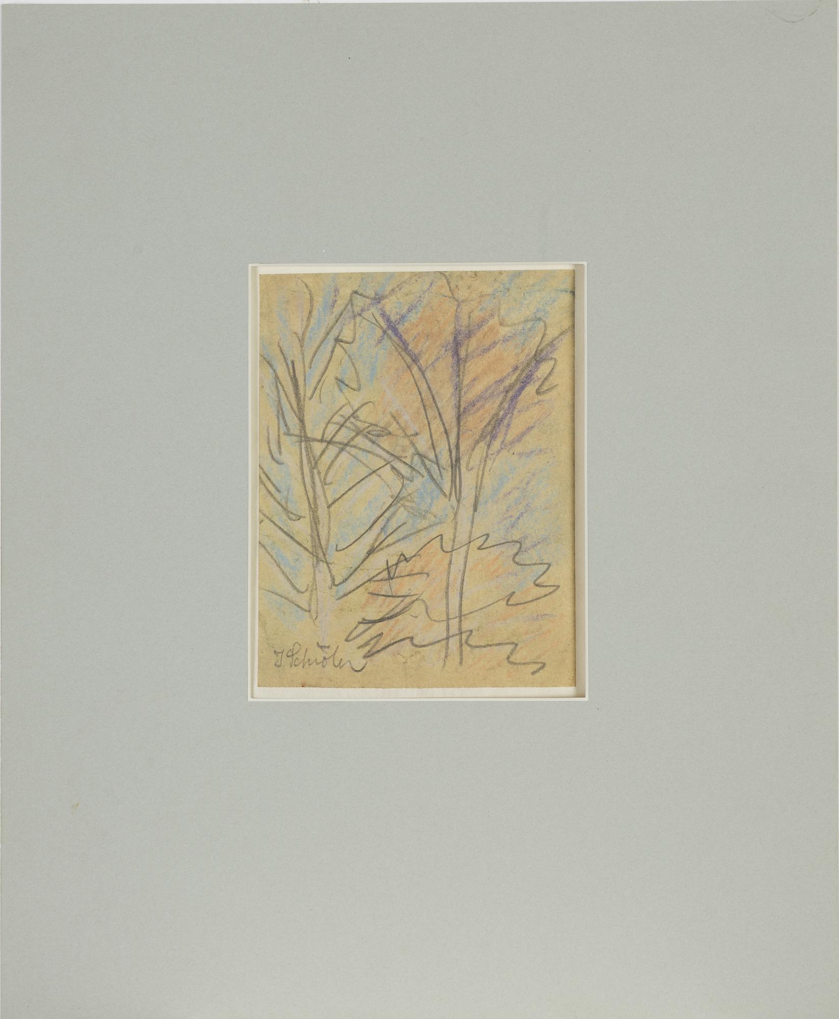 Inge Schiöler, chalk drawing, signed.