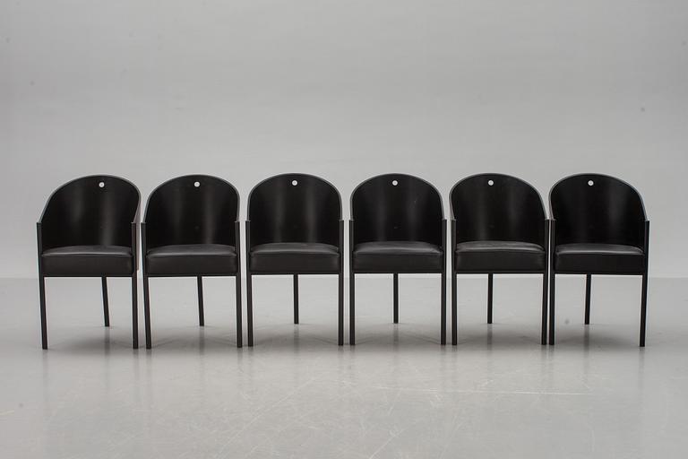 KARMSTOLAR, 6 st, "Costes", Philippe Starck, Aleph, Driade, Italien, märkta/etikettmärkta.