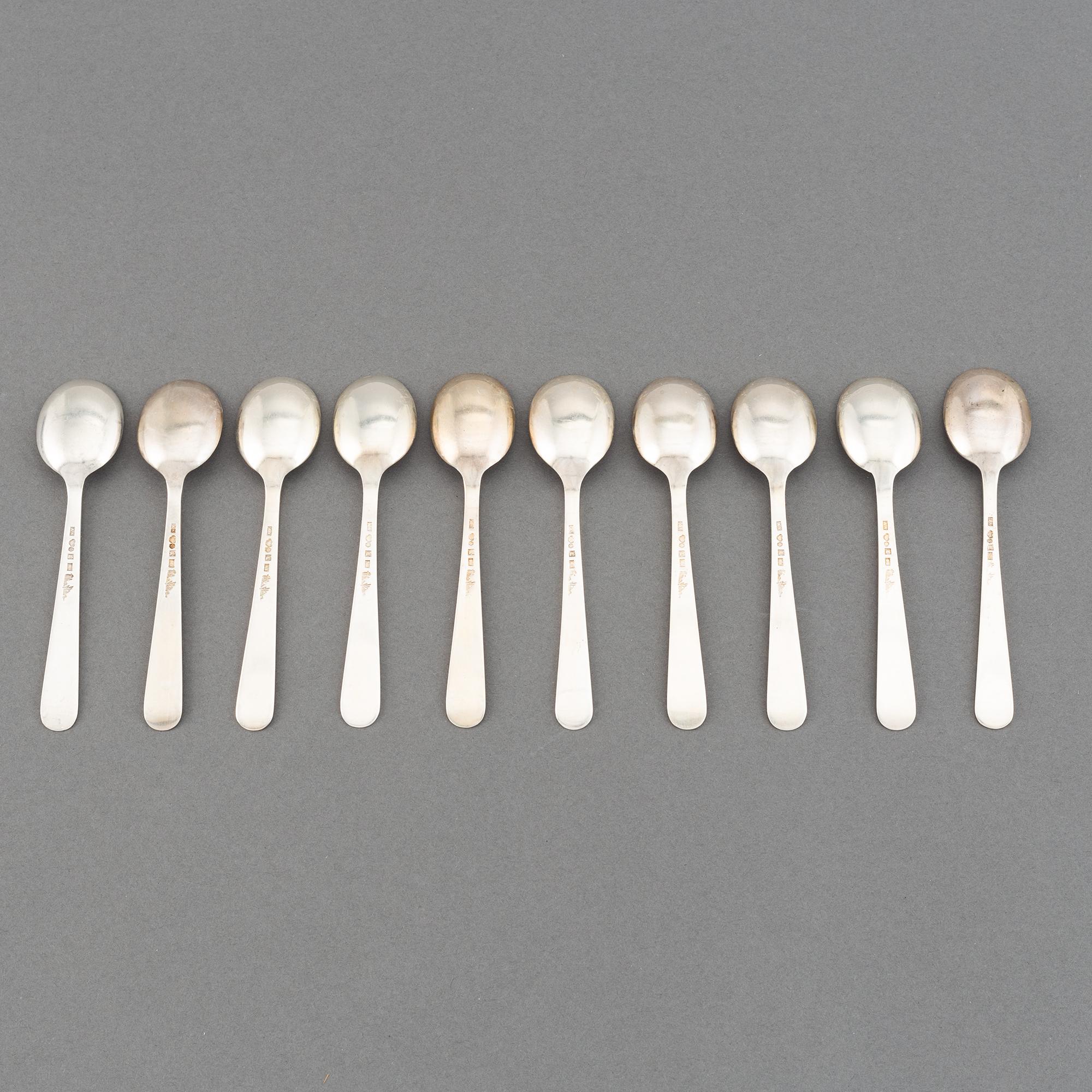 Wiwen Nilsson, a set of 10 silver coffee spoons, Lund, Sweden 1952-64.