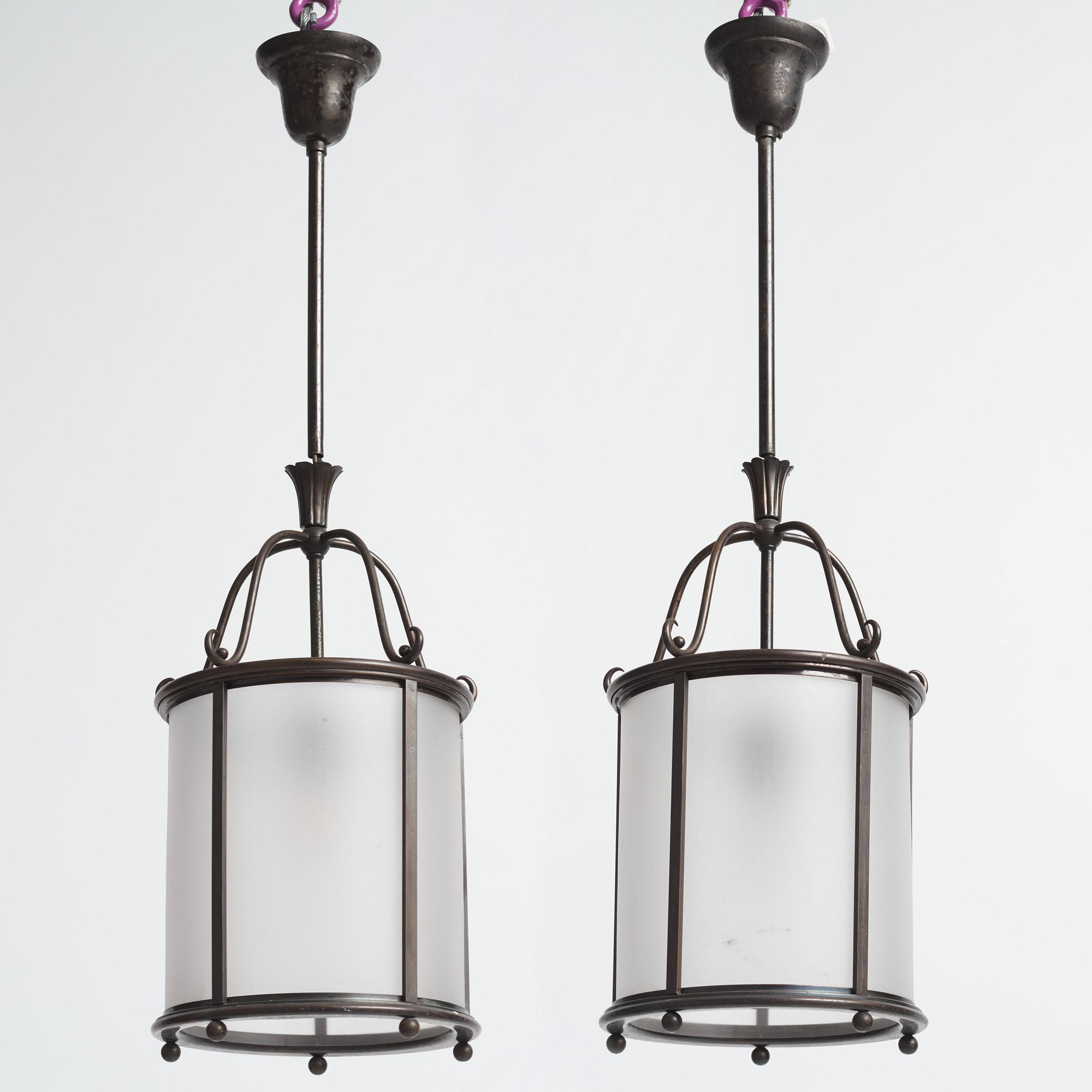 Harald Notini, a pair of ceiling lamps model "6051", Arvid Böhlmarks Lampfabrik, Stockholm, 1920s-30s.