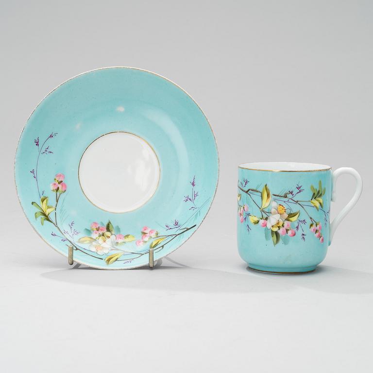 A KUZNETSOV PORCELAIN COFFEE SET, 11 PCS, Dulevo fabrik, 1864-1889 Russia.