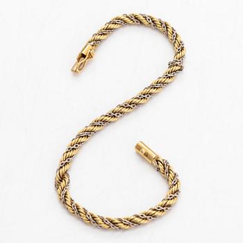 Armband, tvinnad cordellänk, 18K guld/vitguld. Utländsk stämpel.