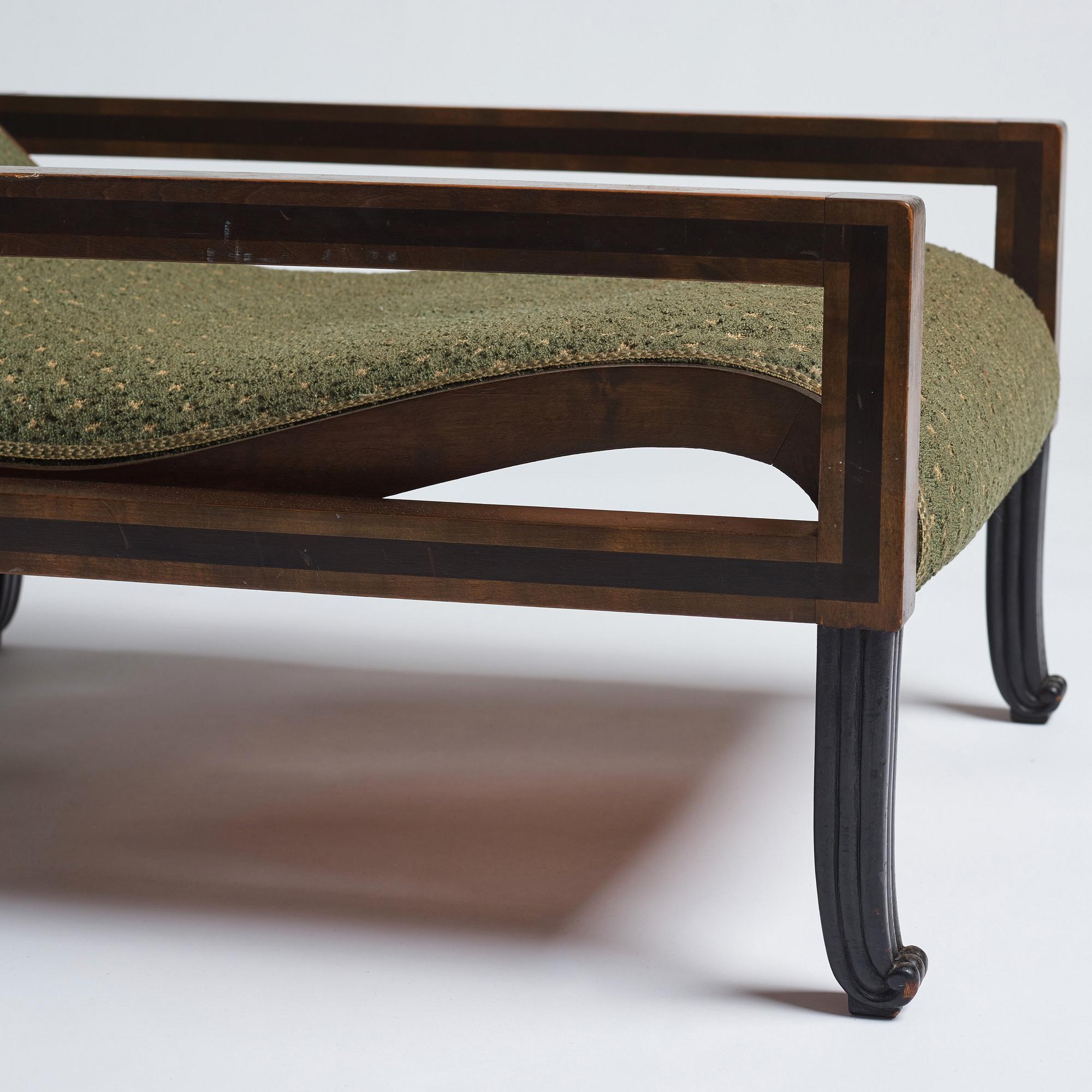 Carl Hörvik, a pair of mahogany-stained birch lounge chairs, Swedish Grace 1920s.