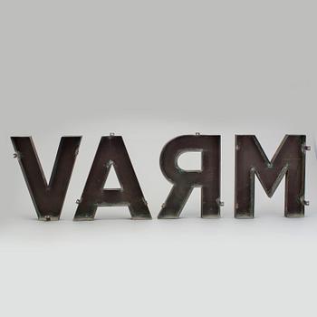 FASADBOKSTÄVER, av metall V, M, A, R, 1900-talets mitt.