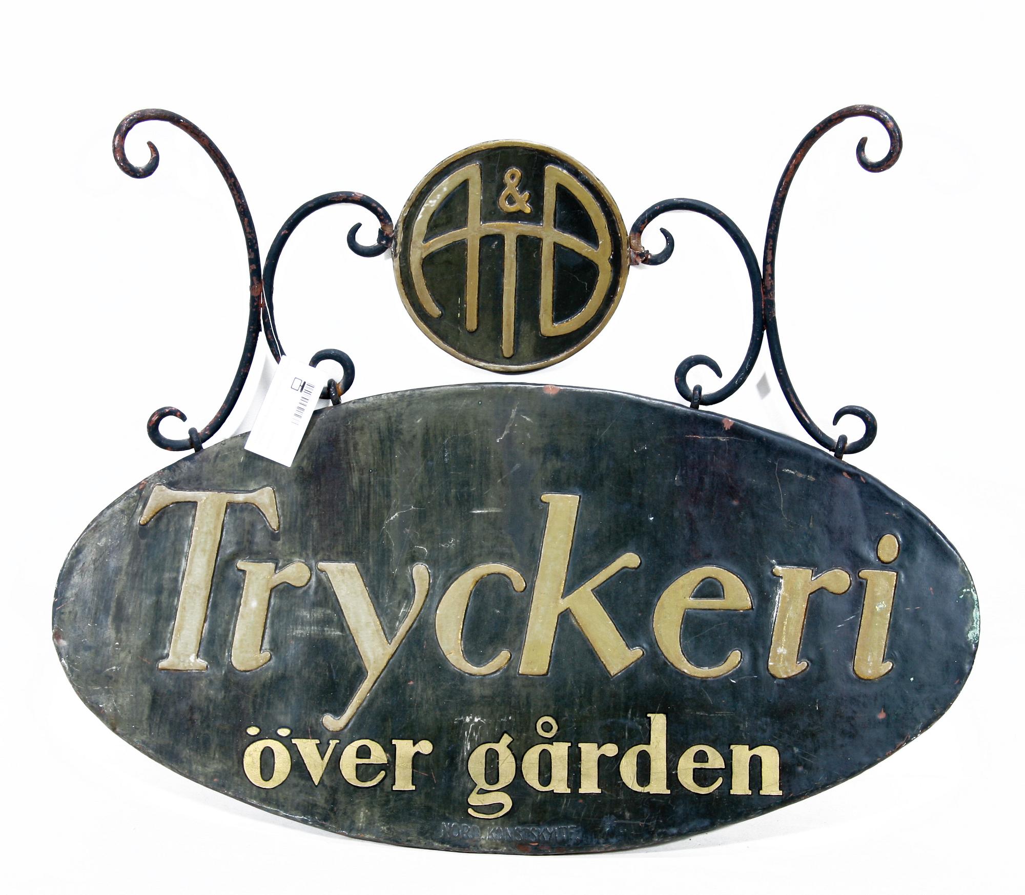 SKYLT, koppar, Sverige troligen 1910-tal.