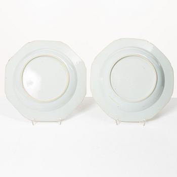 Twelve Famille Rose export porcelain plates, China, yongzheng (1722-35) & Qianlong (1736-95).