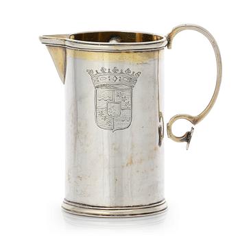 152. A Swedish 18th century parcel-gilt silver jug, mark of Petter Lund 1727.