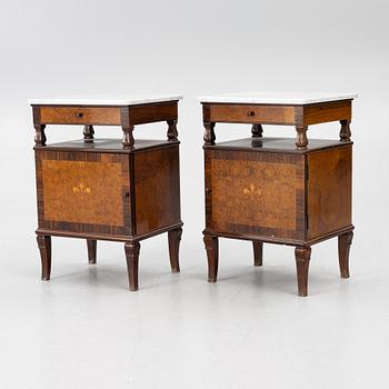Bedside tables, a pair, 1920s-30s.
