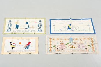 Six textiles from the first half of the 20th century.