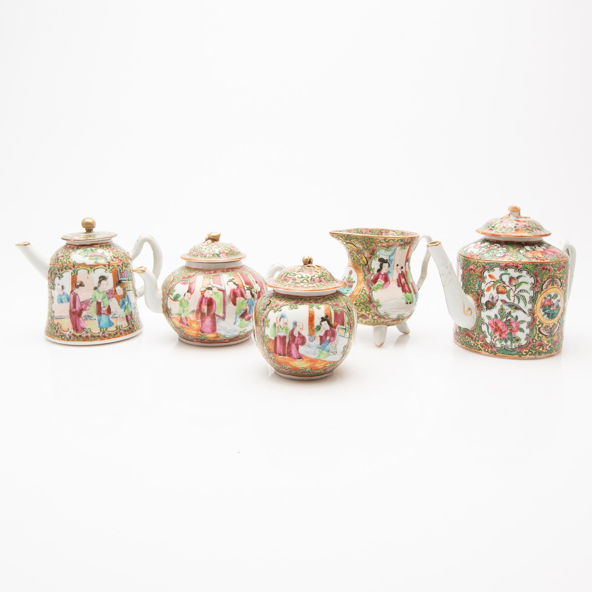 A set of porcelain, 5 pieces, China, Canton, 19th century.