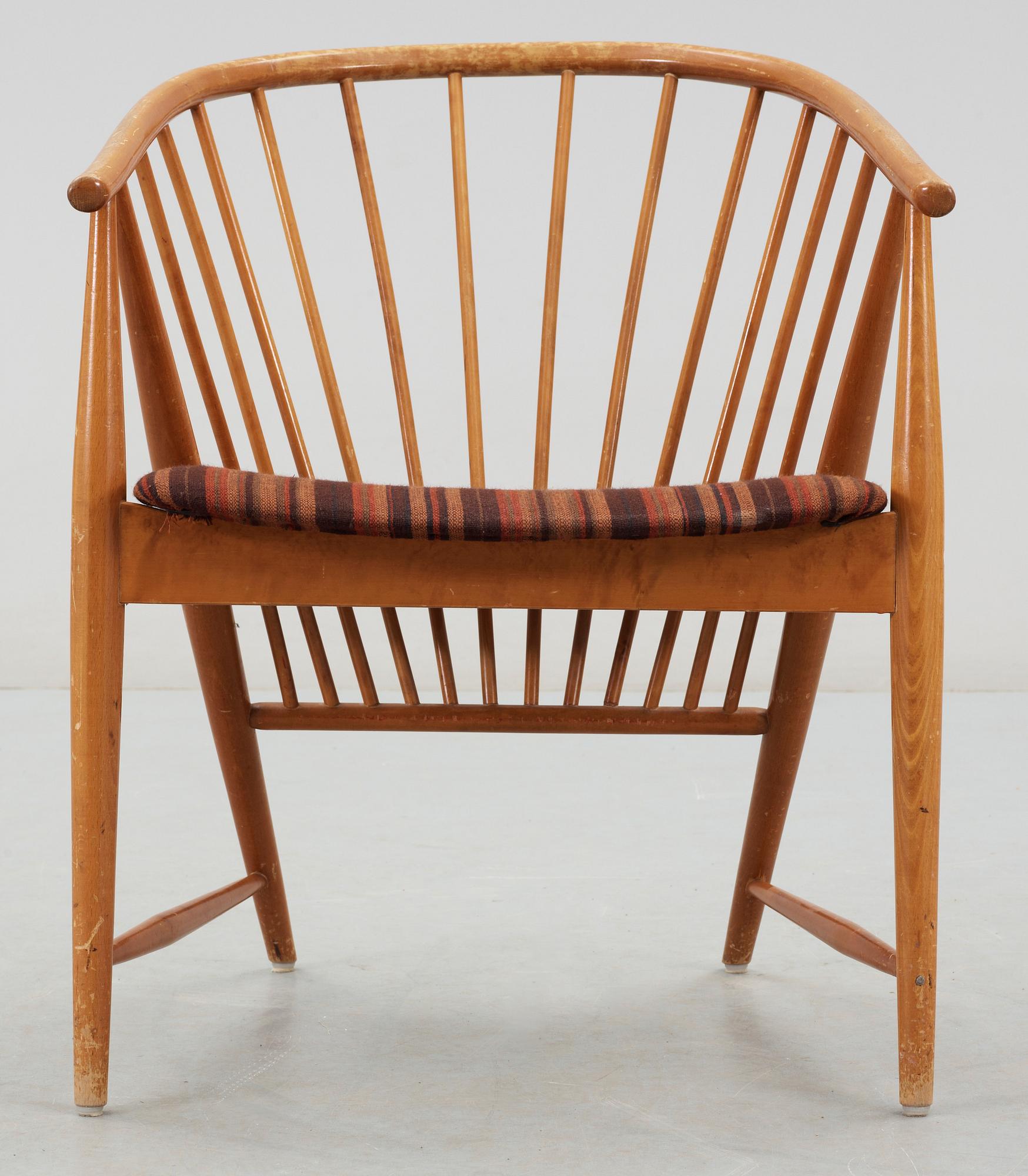 KARMSTOL, "Solfjädern", Sonna Rosén, Nässjö Stolfabrik, formgiven 1948.