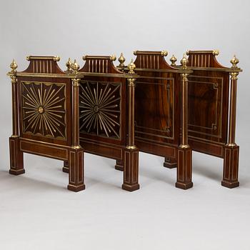 Two pairs of Russian Directoire bed ends, around year 1800.