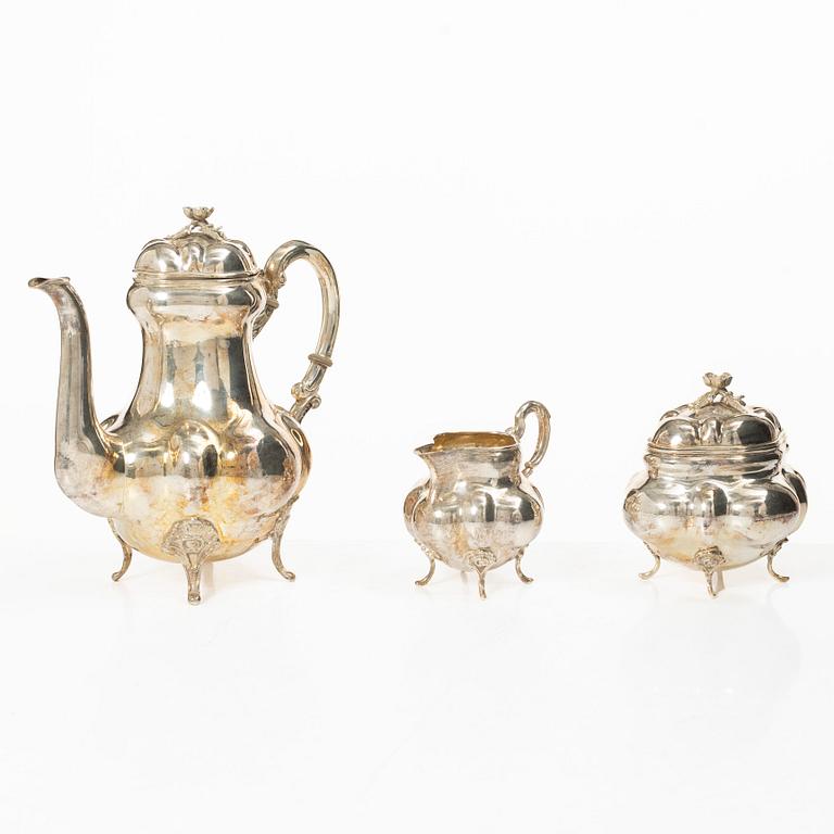 A German 20th century silver coffee set, three pieces.