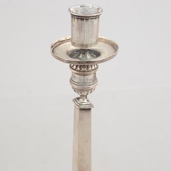 A pair of silver candlesticks, mark of Jeremias Balthasar Heckenauer, Augsburg 1814.