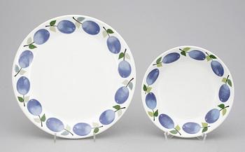 TALLRIKAR, 10 st, flintgods, "Prunus", Stig Lindberg Gustavsberg.