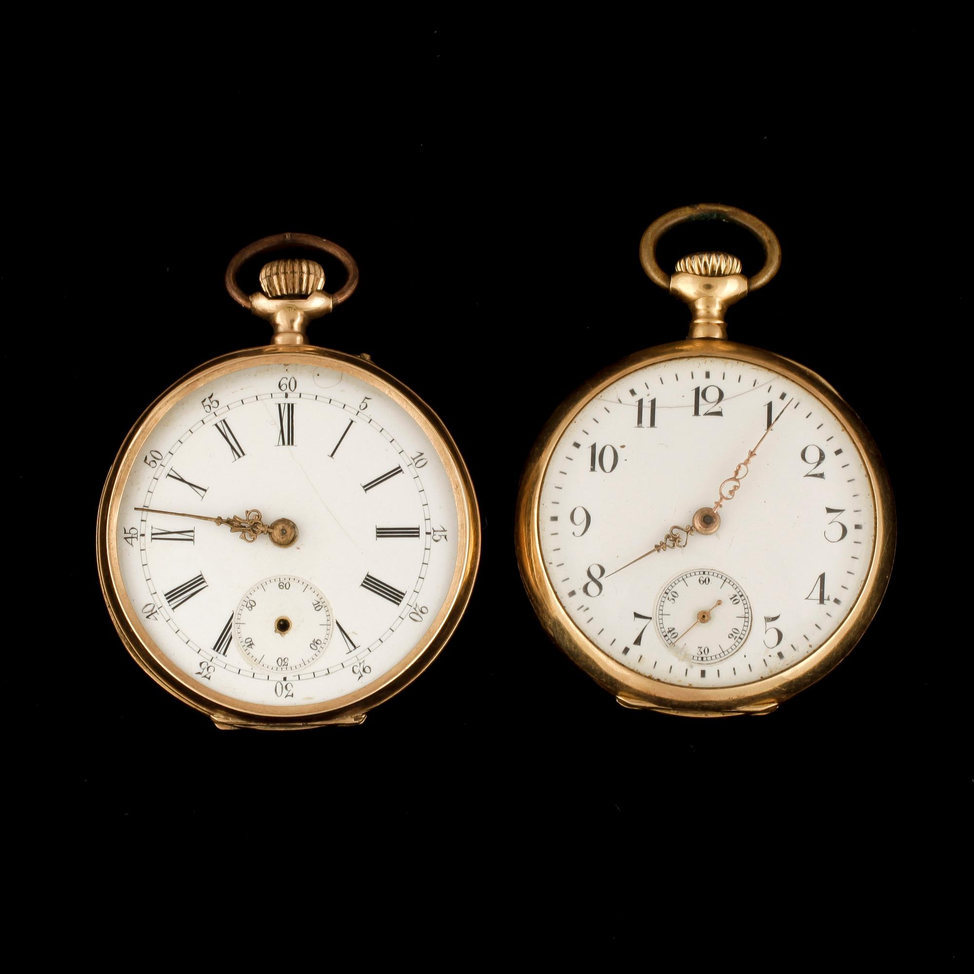 MORMORSUR, 2 st, 14K resp 18K guld. Totalvikt ca 60,2 g.