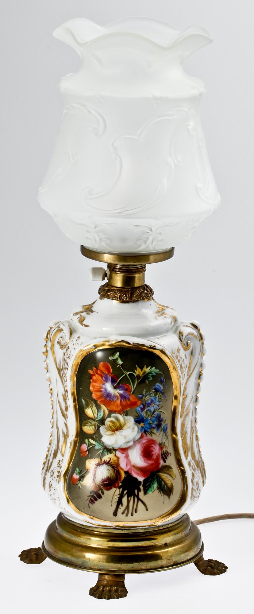 BORDSLAMPA, porslin, sekelskiftet 1800/1900-tal.