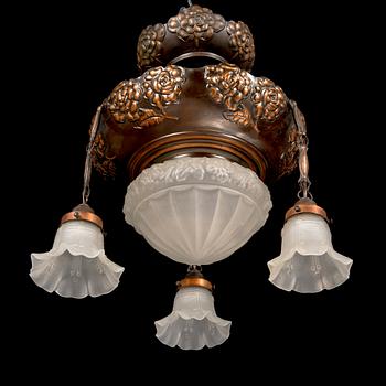 An early 20th-century Jugend style pendant ceiling light.