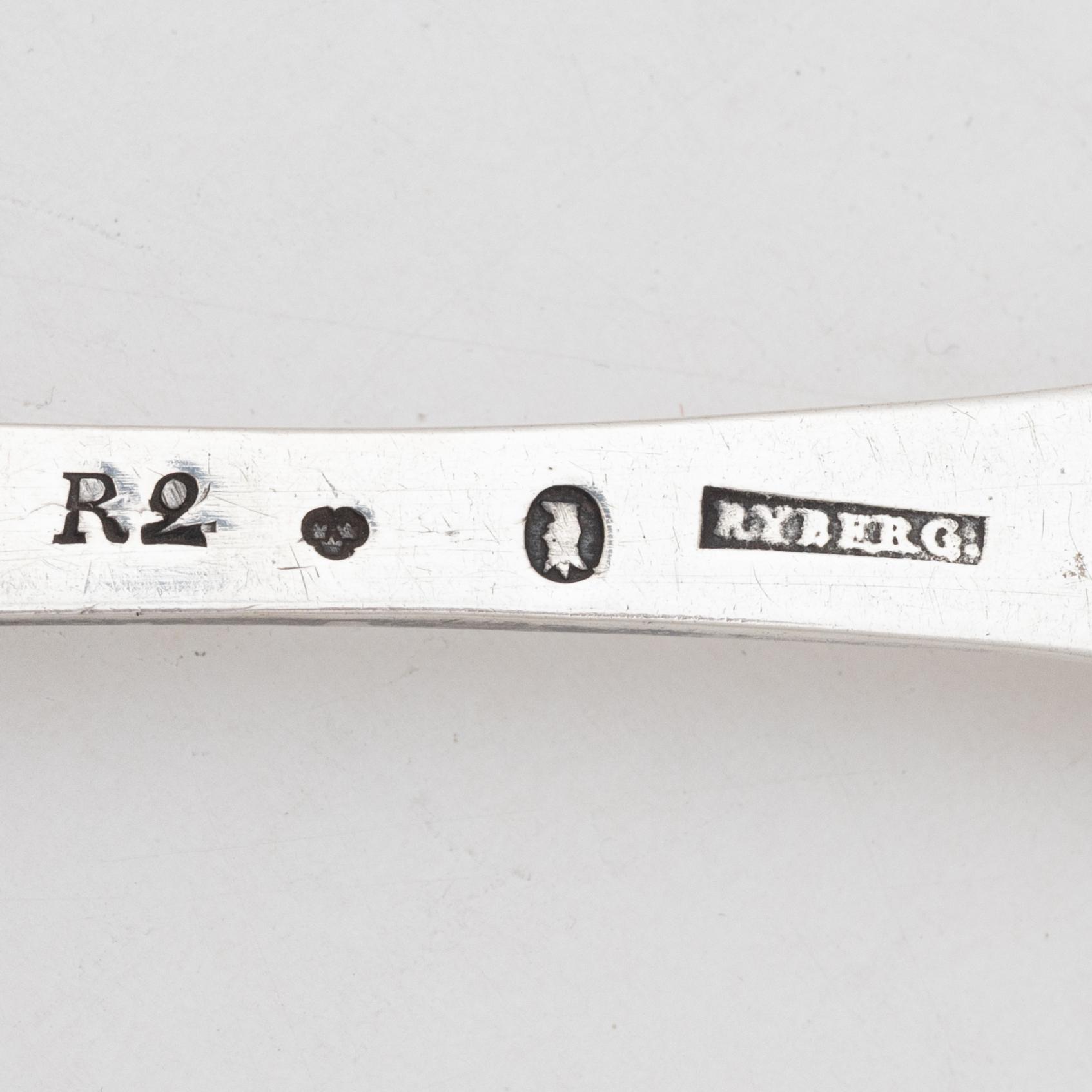 A Swedish silver spoon, mark of Simson Ryberg, Stockholm 1799.