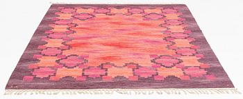 Judith Johansson, a carpet, "Rosengård", flat weave, ca 264 x 199 cm, signed JJ EE.