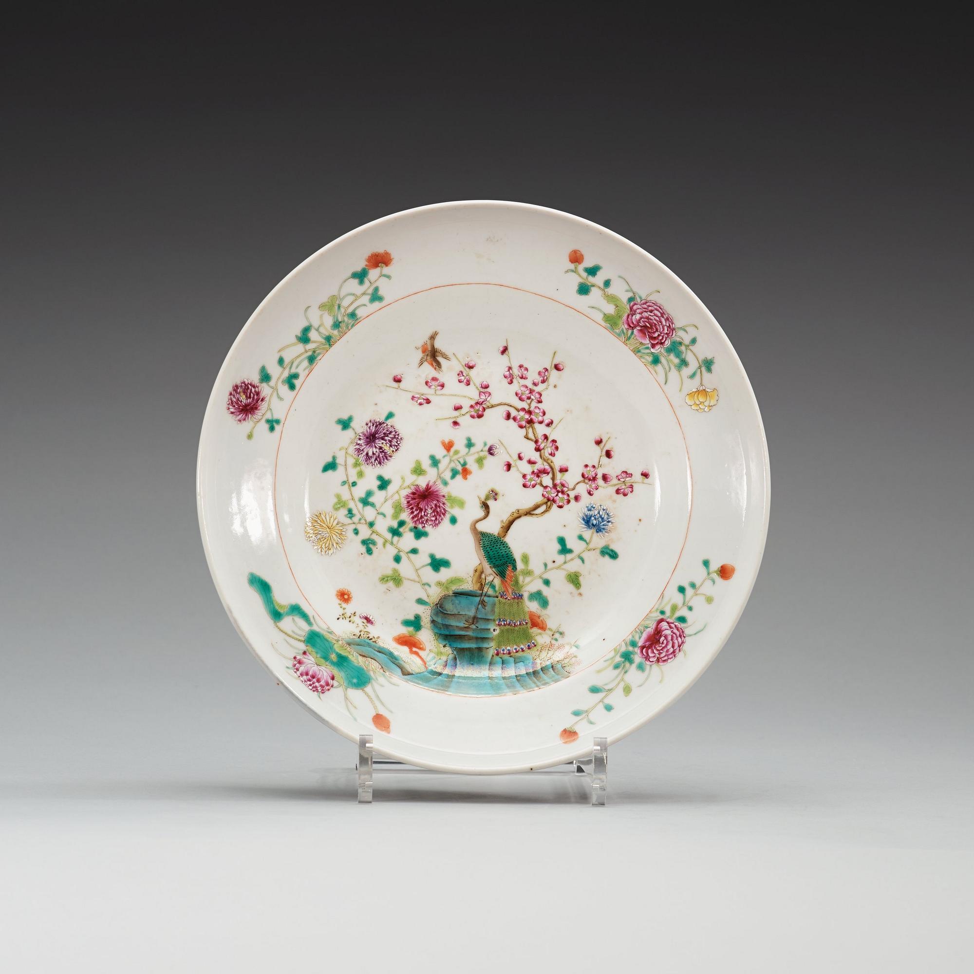 A famille rose dish, China, presumably Republic, 20th Century, with Guangxu six character mark.