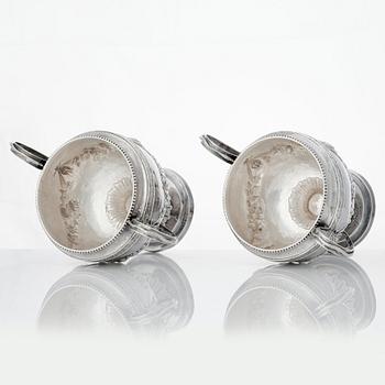 A pair of Swedish Gustavian silver sugar-bowls, mark of Johan Malmstedt, Gothenburg 1786.