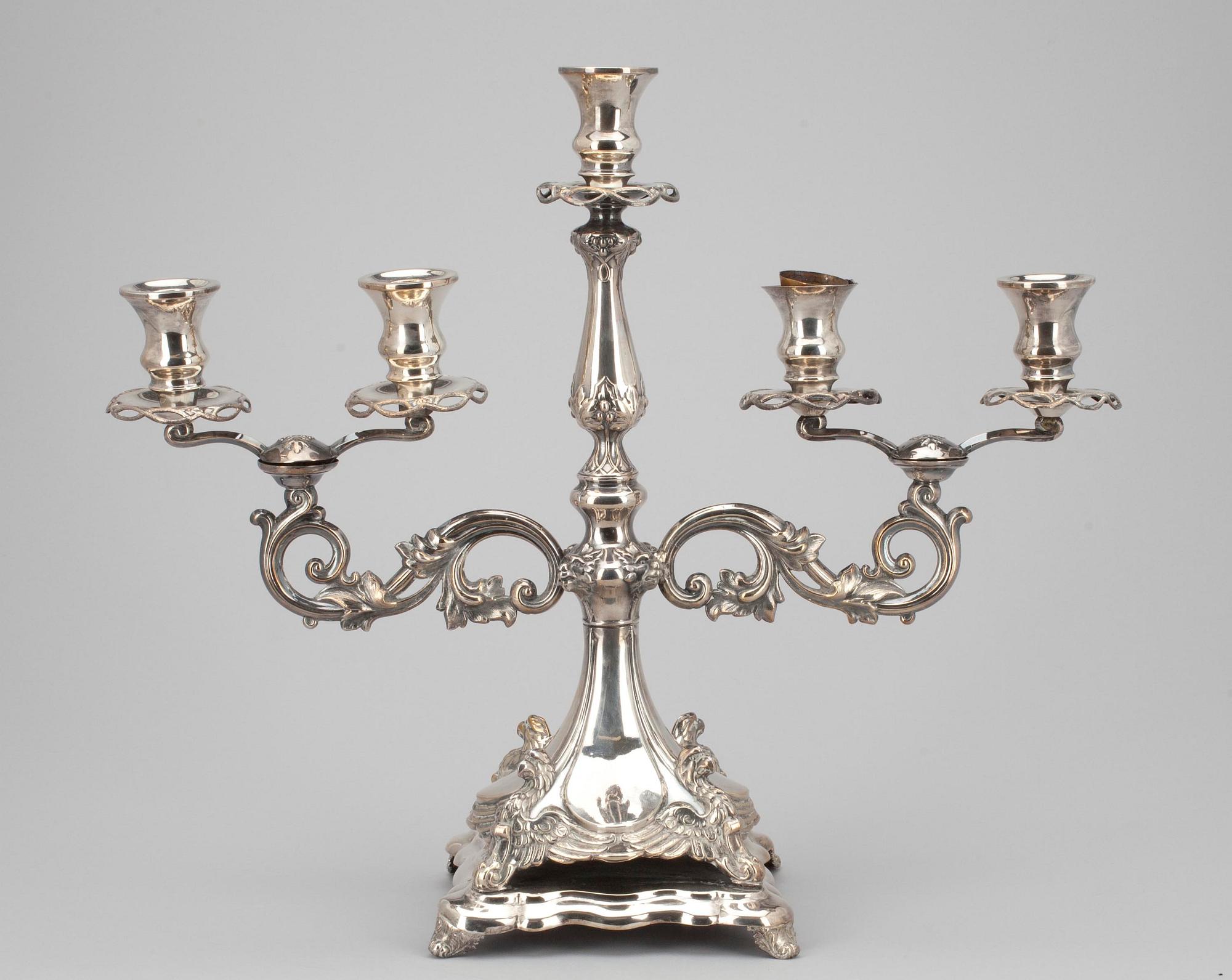 LJUSSTAKE, nysilver. W. Pettersson Åbo, början av 1900-talet.