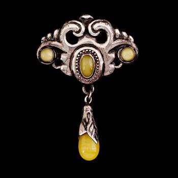 BROSCH, silver, jugend, Clement Berg, Oslo omkring år 1900.