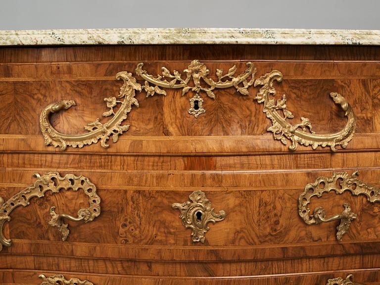 A Swedish Rococo commode by Christian Linning (master in Stockholm 1744-1779).