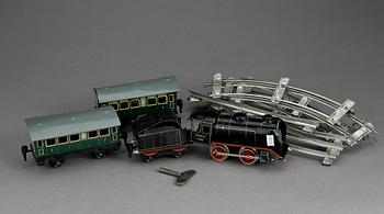 TÅGSET, 3 delar + räls, Märklin, 1900-talets första hälft.