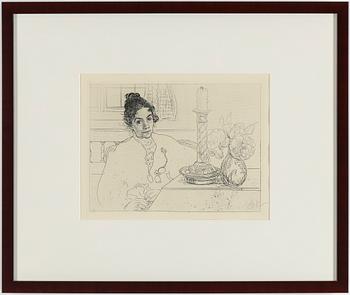 CARL LARSSON, etching, signed C.L. in pencil. Executed 1913. State 2. 165 signed copies. "An Artist's Wife".