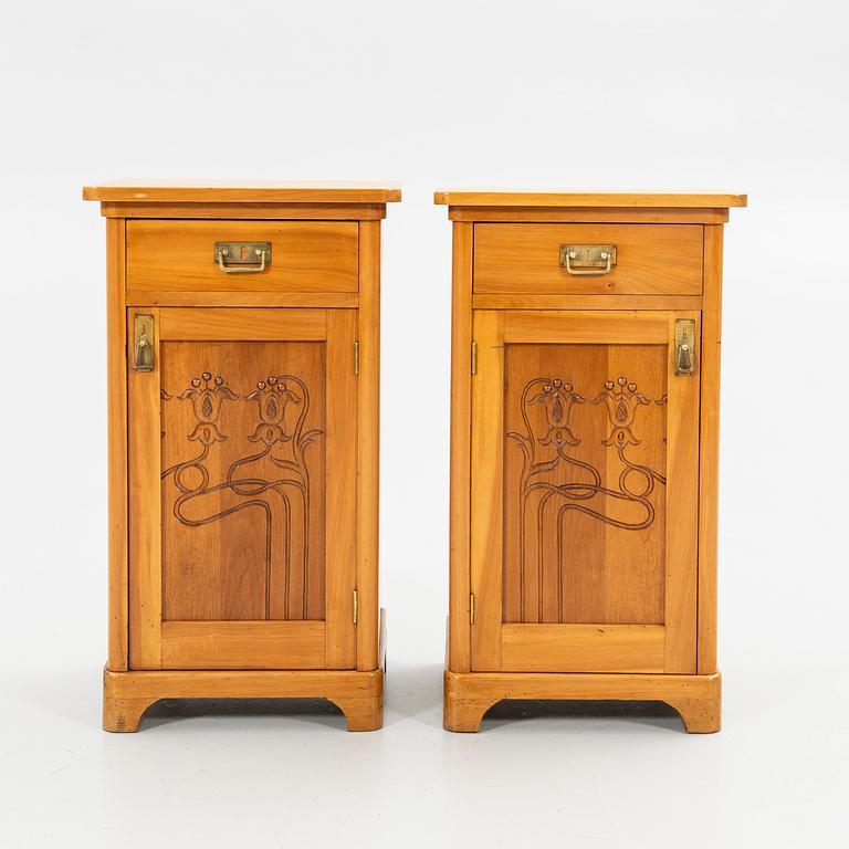 Nightstands, a pair, Art Nouveau, first half of the 20th century.