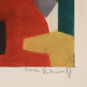 Serge Poliakoff, "Composition bleue, rouge, verte et noire".